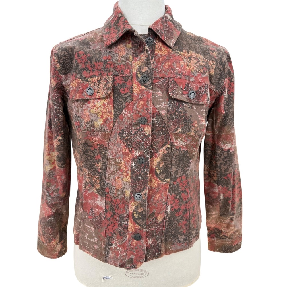 Christopher & Banks Women's  Floral Print Button Front Jacket Size L